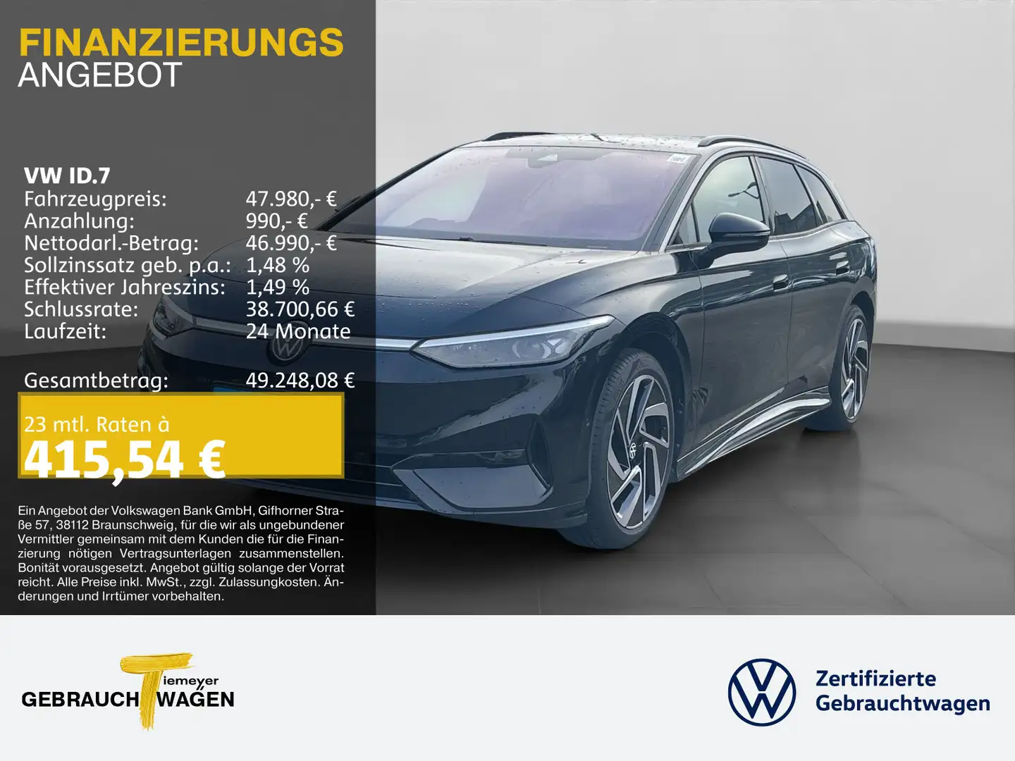 Volkswagen ID.7 Tourer PRO S LM20 AHK KAMERA 360 WÄRMEPUMPE Noir - 1