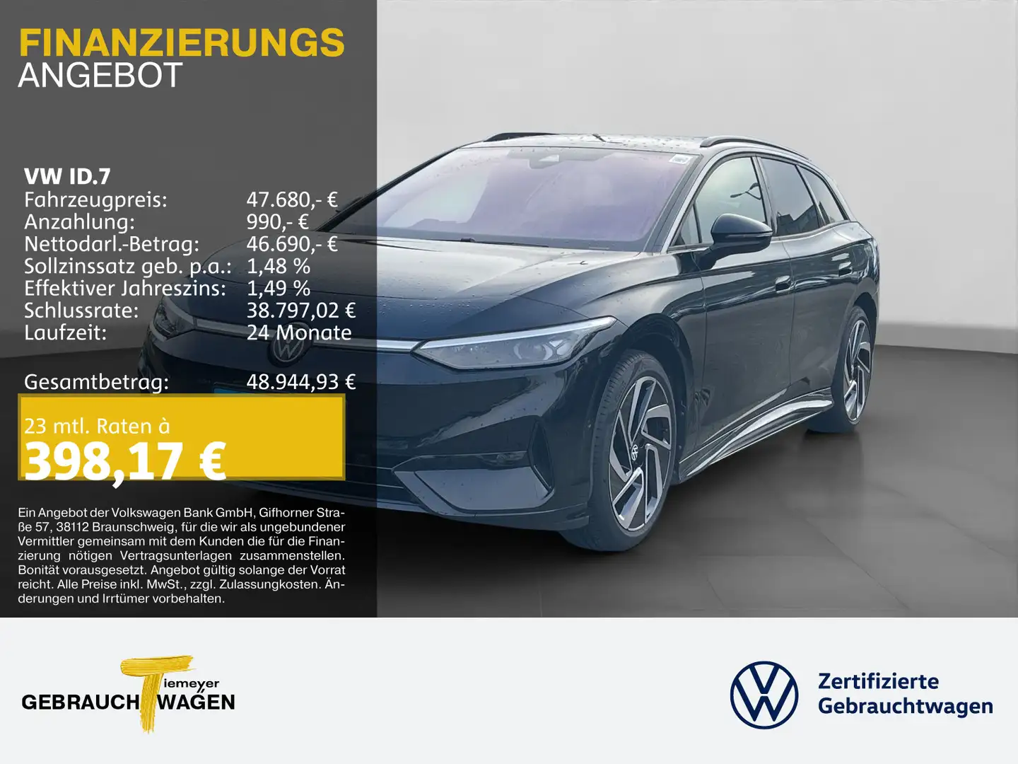 Volkswagen ID.7 Tourer PRO S LM20 AHK KAMERA 360 WÄRMEPUMPE Schwarz - 1