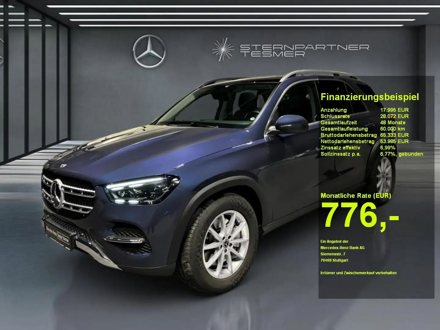 Mercedes-Benz GLE 350 de 4M PANO+AHK+SITZKLIMA+MBUX+WIDE+AMBIE Bleu - 1