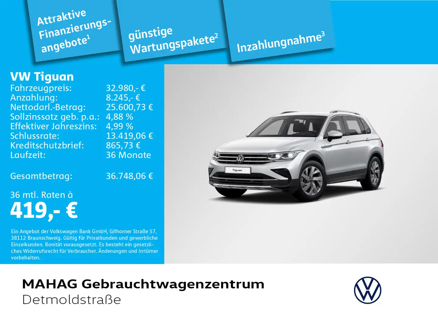 Volkswagen Tiguan Elegance 1.5 TSI AHK LED-Matrix Navi DigC Silber - 1
