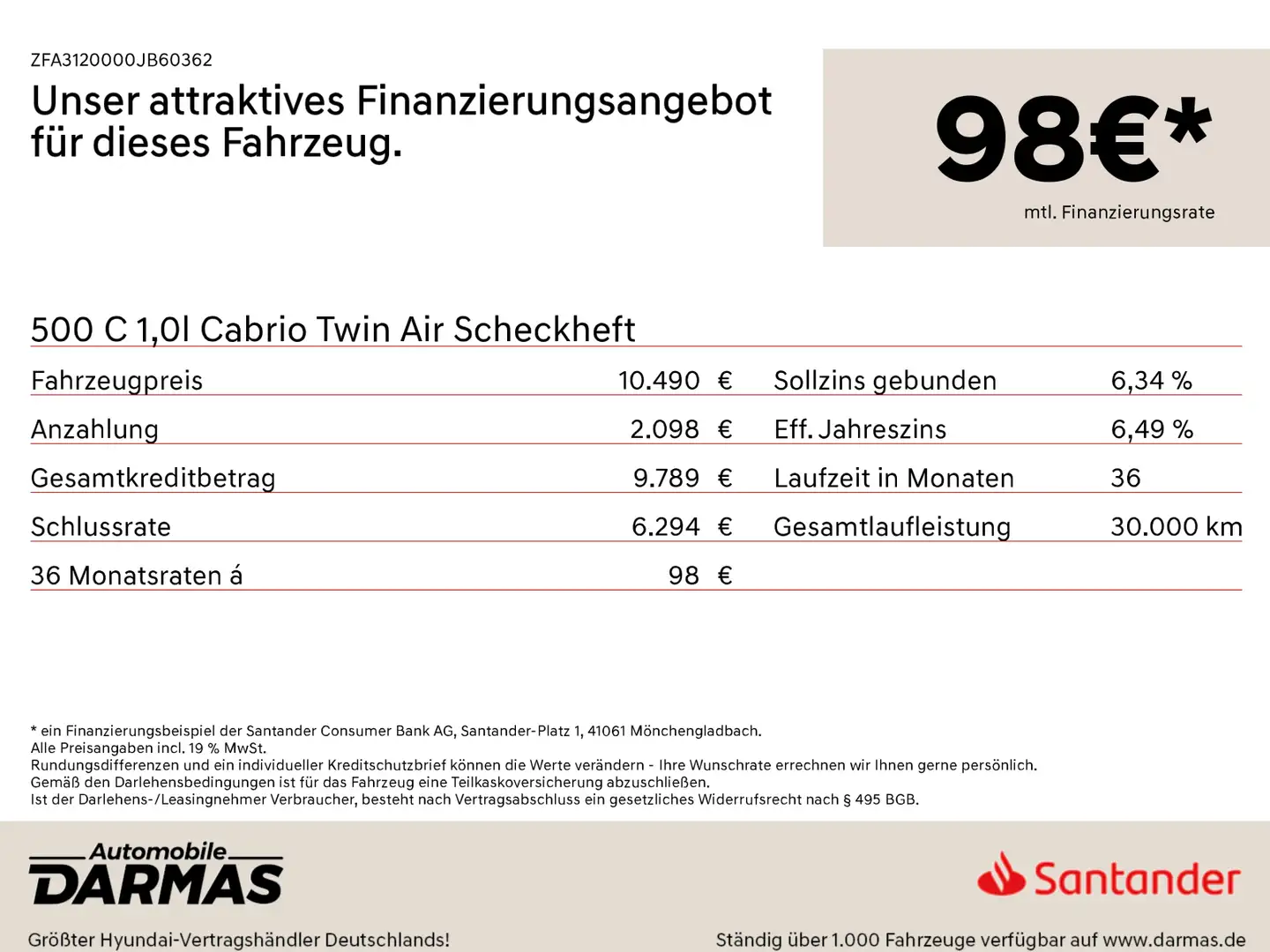 Fiat 500 500 C 1,0l Cabrio Twin Air Scheckheft Grijs - 2
