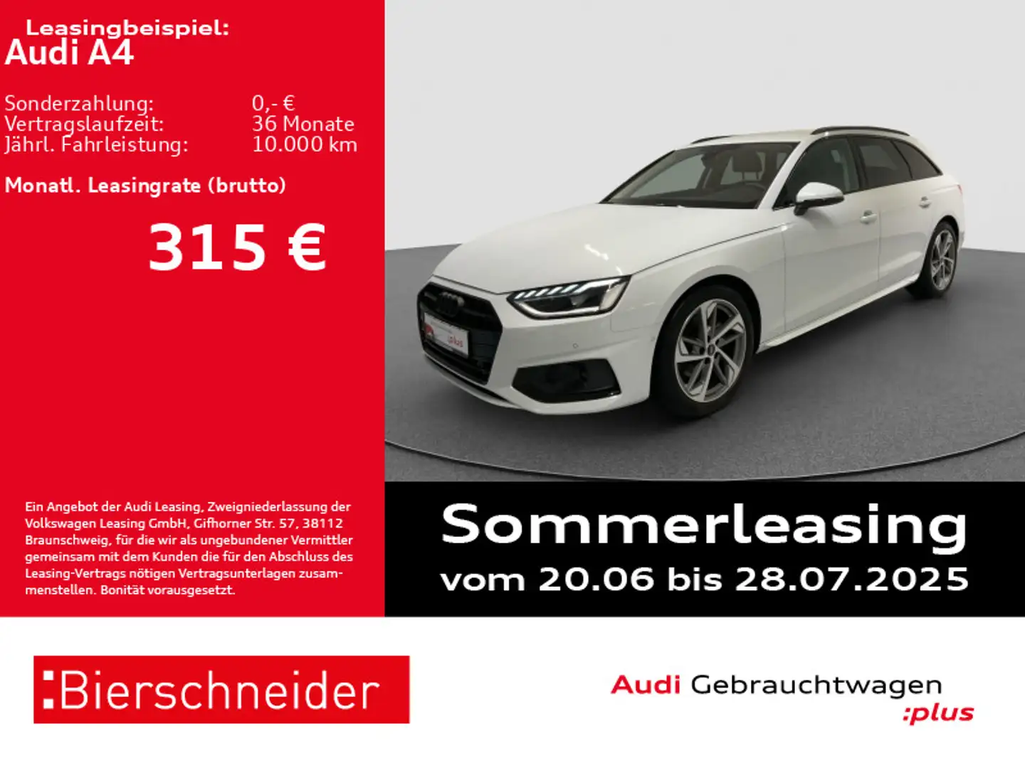 Audi A4 Av 30 TDI advanced Black 18 AHK LED VC 5J.GAR Weiß - 1