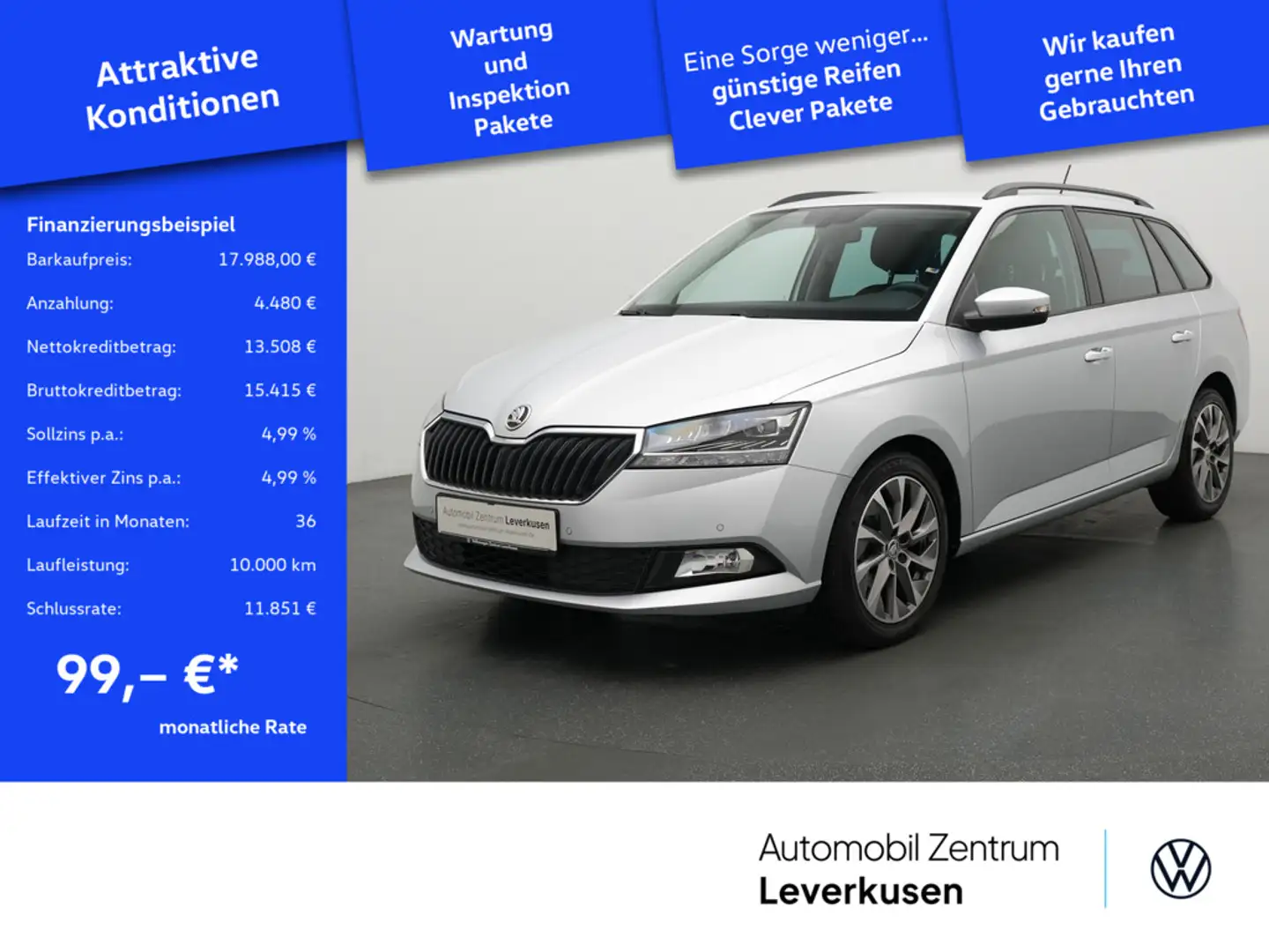 Skoda Fabia Combi Best of AHK NAVI LED SHZ CARPLAY Silber - 1