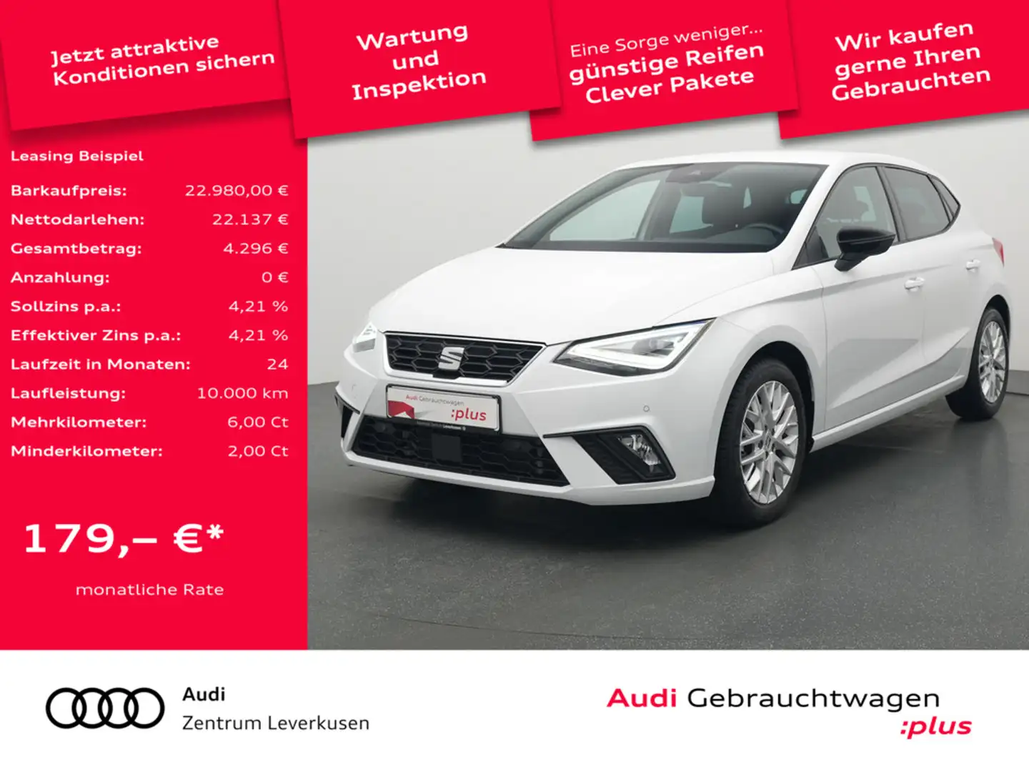 SEAT Ibiza TSI FR DSG ACC KAM NAVI VIRT LED SHZ PD Weiß - 1