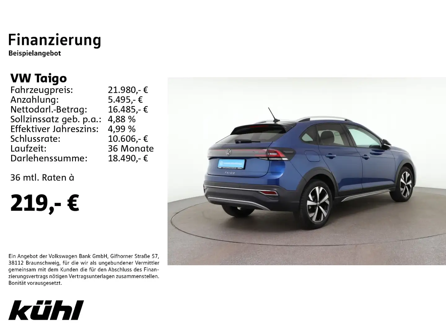 Volkswagen Taigo 1.0 TSI DSG Style IQ.LIGHT ACC APP Bleu - 2