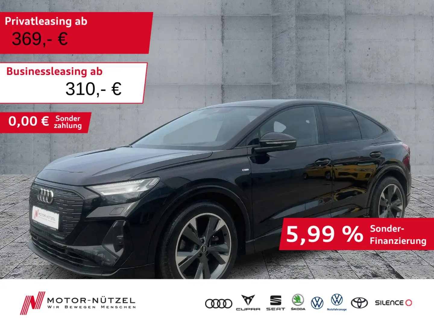 Audi Q4 e-tron 35 S-LINE MATRIX+NAV+RFK+ACC Zwart - 1