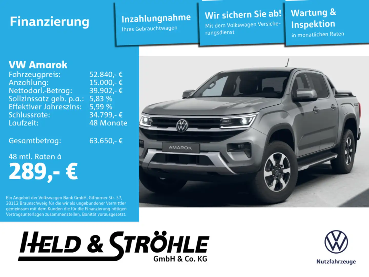 Volkswagen Amarok Style DC 3.0TDI 4M AHK DIFF NAVI NP:69411 Grigio - 1