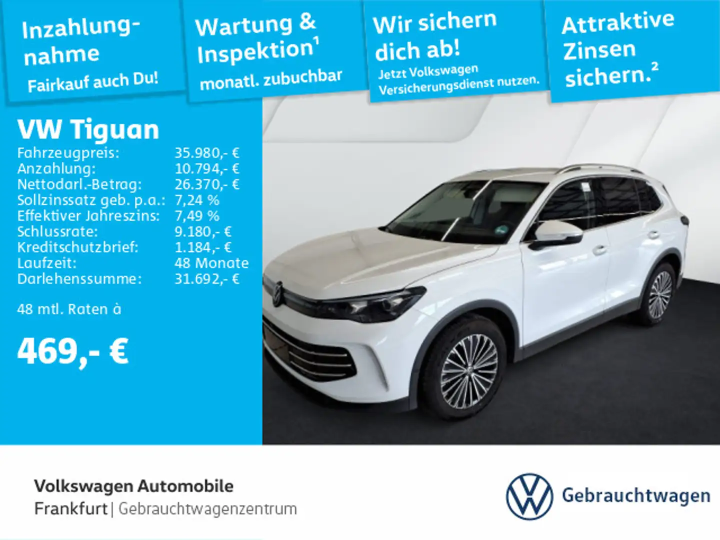 Volkswagen Tiguan 1.5 eTSI DSG Elegance Navi IQ.Light DAB+ Weiß - 1