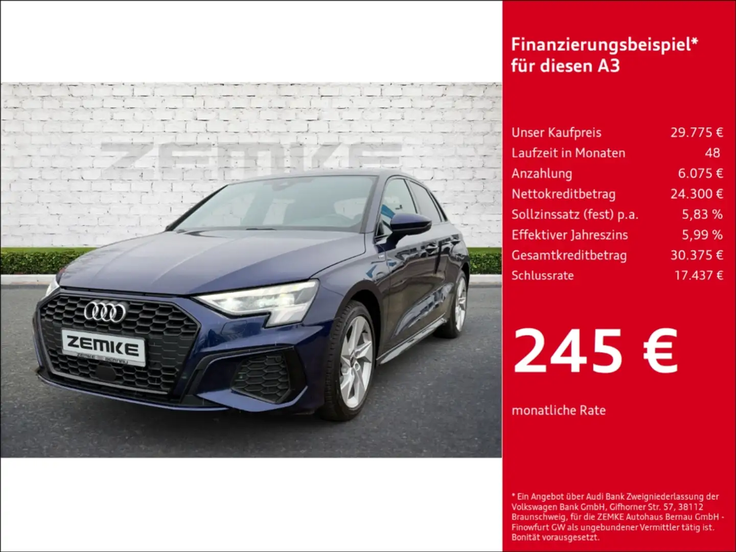 Audi A3 Sportback 35 TFSI S line Stronic Navi digitales Co Blau - 1