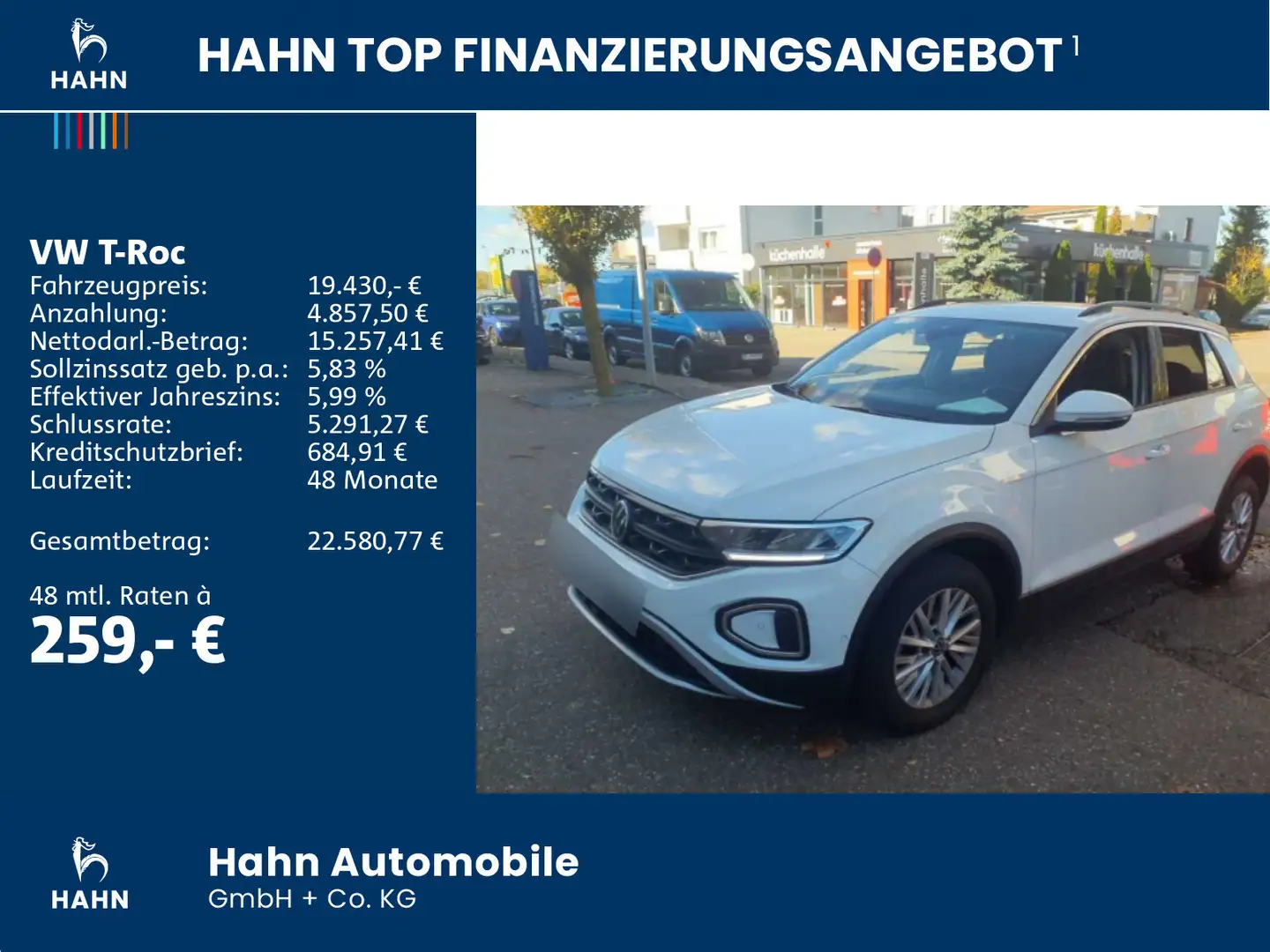 Volkswagen T-Roc 1.0TSI Life ACC LED AppConnect Climatr. Weiß - 2