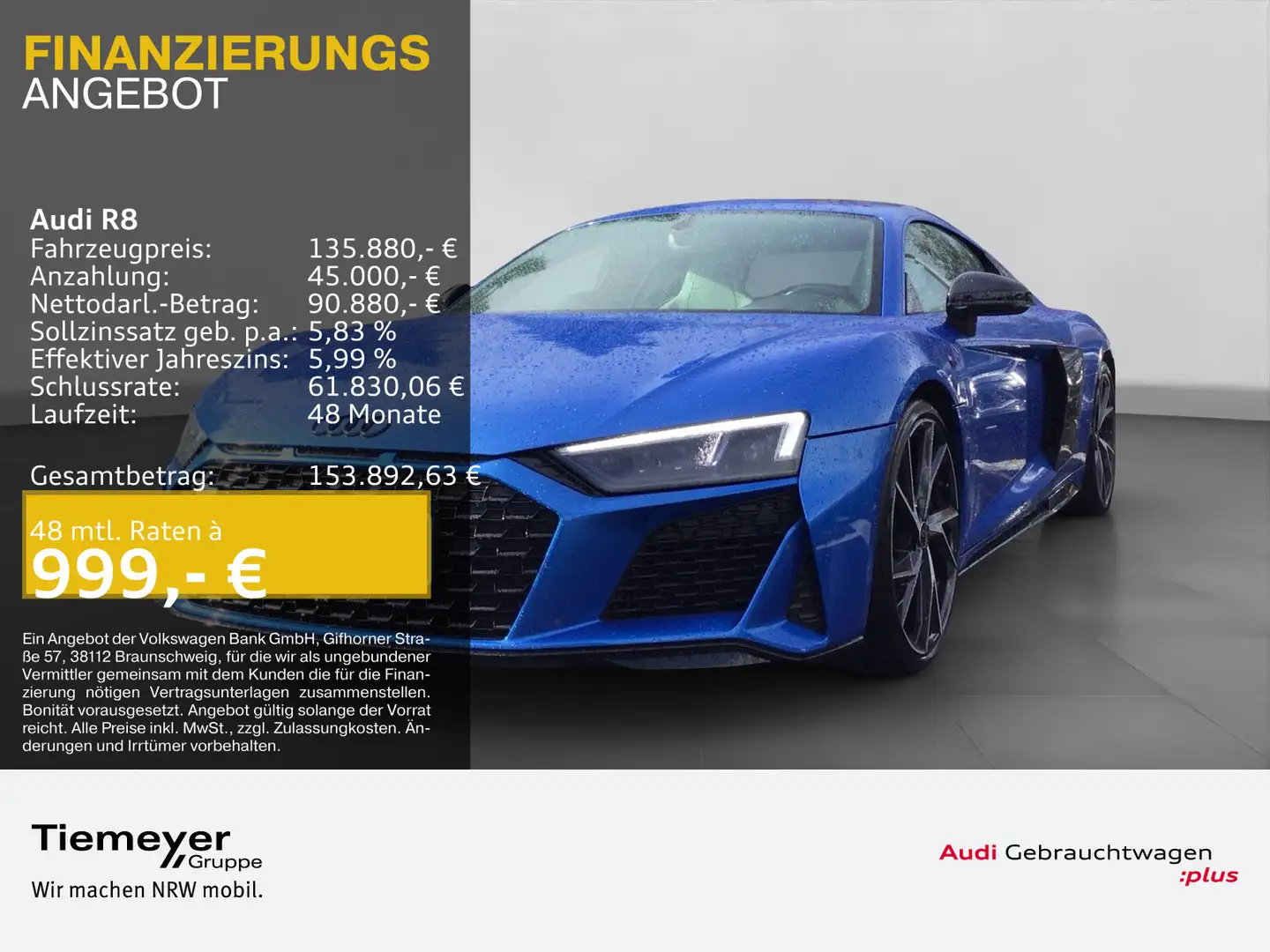 Audi R8 V10 Coupe RWD PERFORMANCE SCHALE LM20 BuO NAV Blau - 1