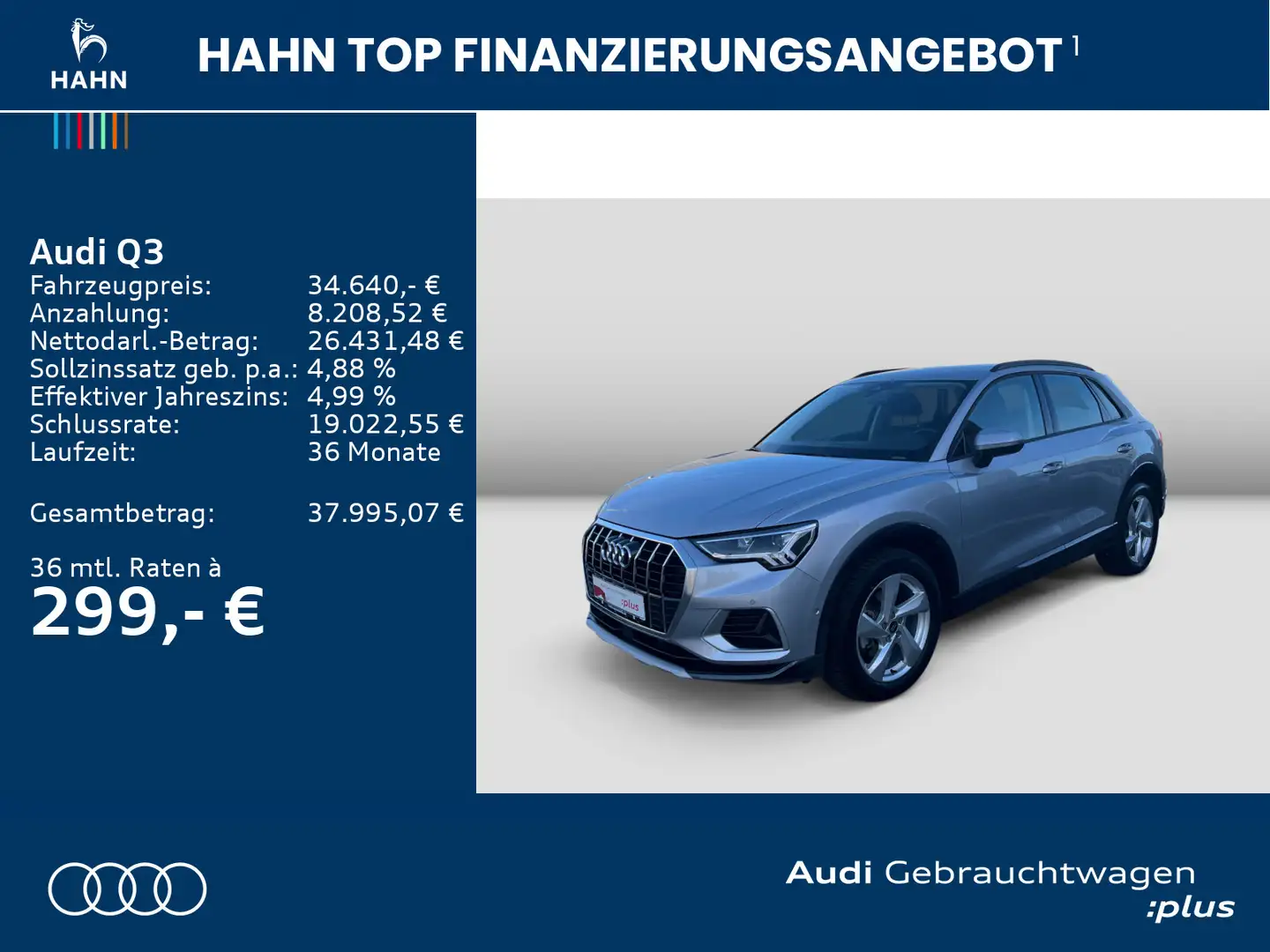 Audi Q3 advanced 35TFSI S-trc AHK Virtual Navi LED Silber - 2