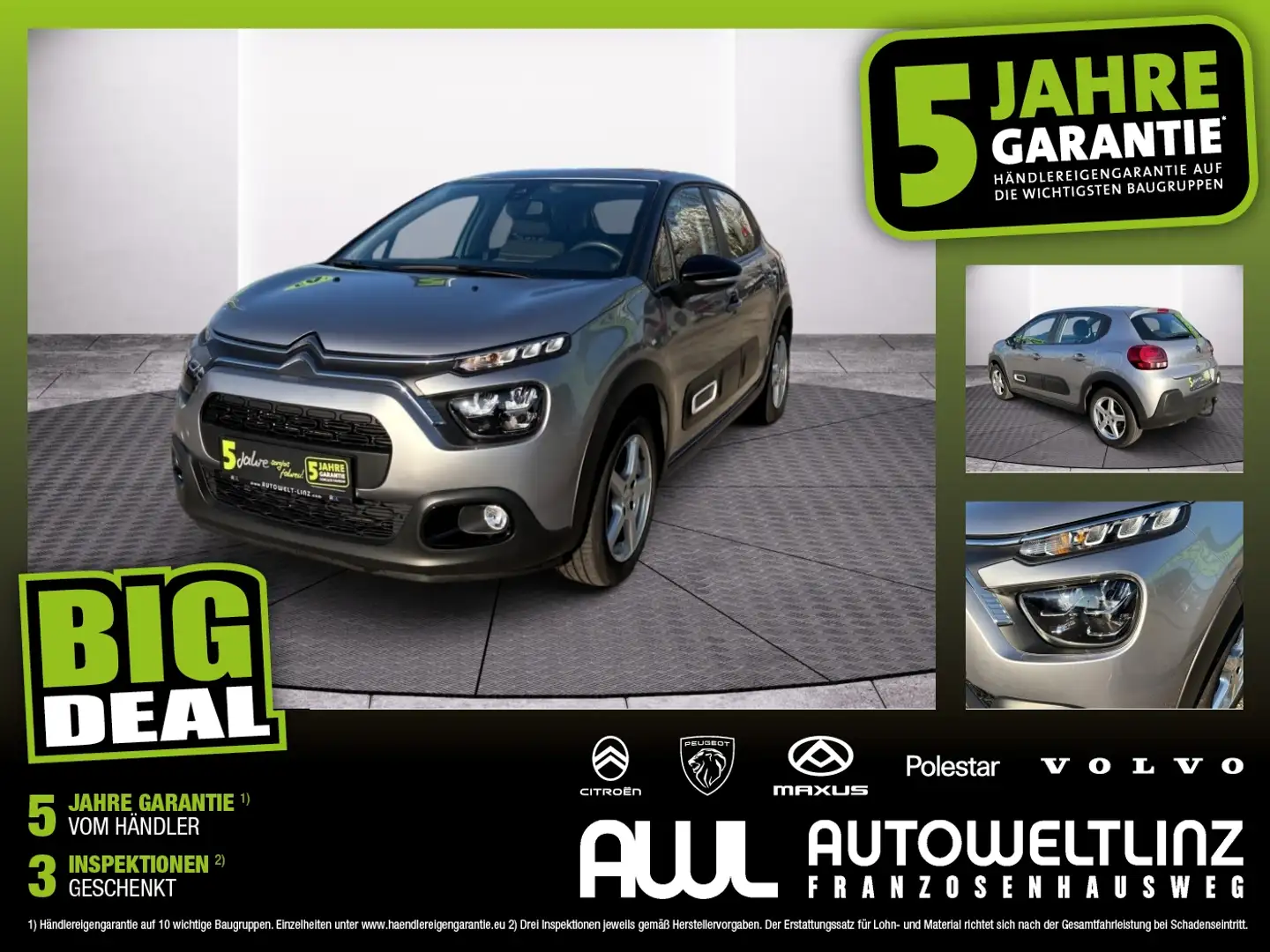 Citroen C3 BlueHDi100 FEEL AHK+LED+KlimaA Grau - 1