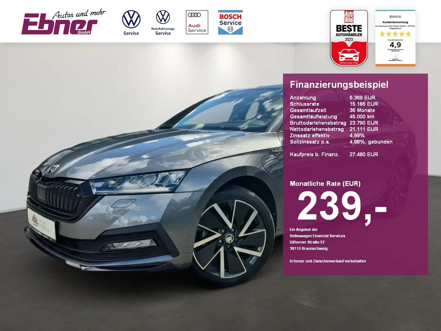 Skoda Octavia Combi SPORTLINE iV PHEV HEAD-UP+ACC+NAVI+APP+LED+K Grau - 1