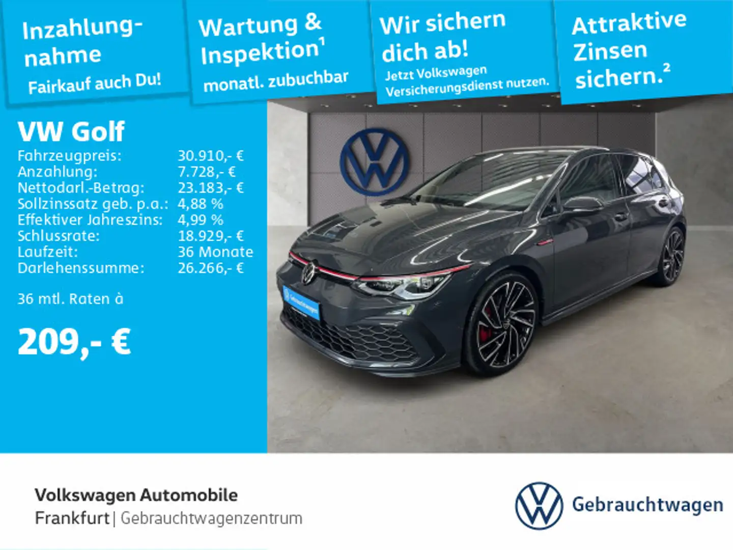 Volkswagen Golf GTI Golf VIII 2.0 TSI DSG GTI Navi IQ.Light DAB+ Fro Grau - 1