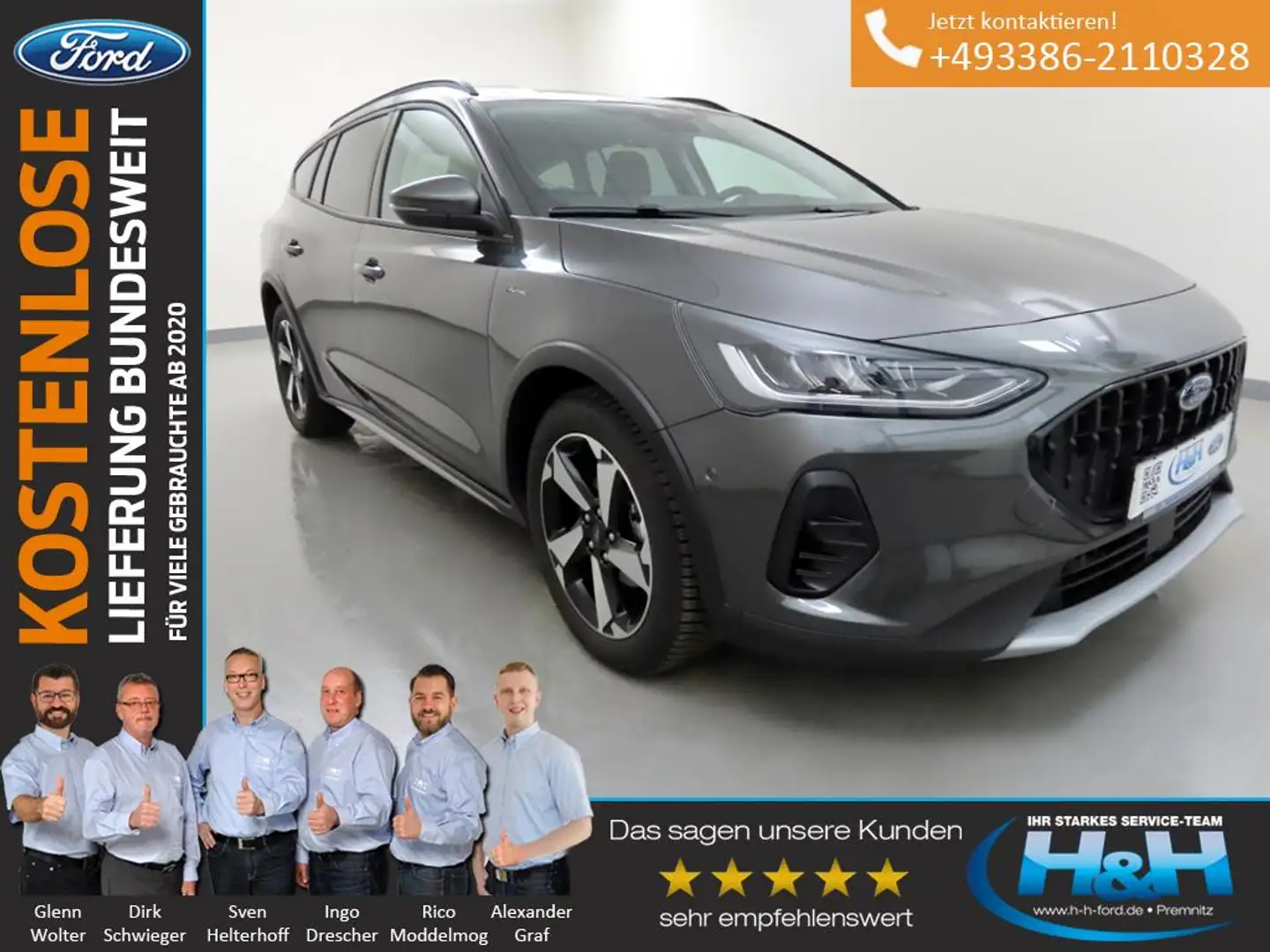 Ford Focus Turnier 1.0 M-Hybrid Aut. Active X ACC+AHK Grijs - 1