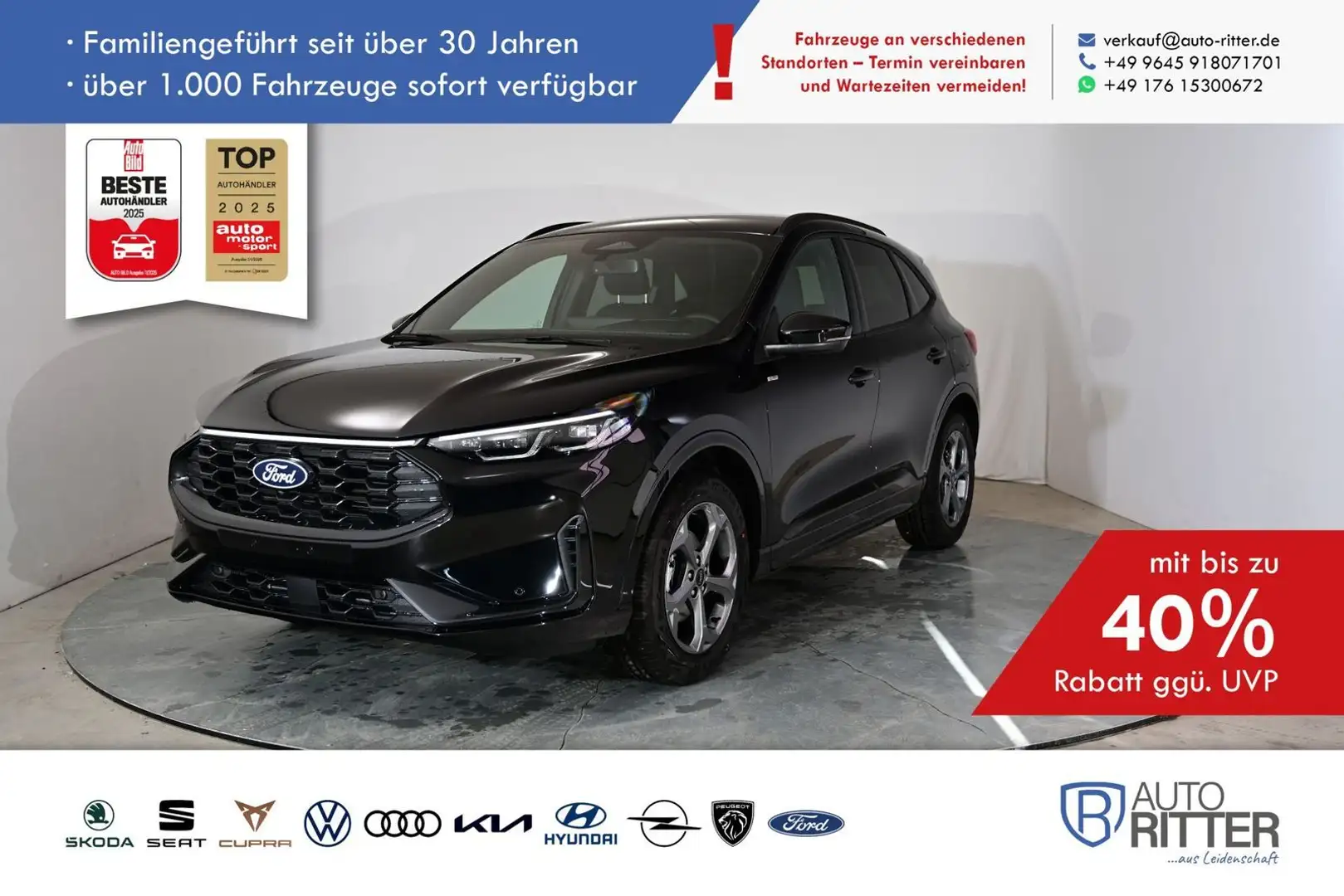 Ford Kuga ST-Line HuD|AHK|RFK|LED|Navi|Carplay|Kli... Schwarz - 1