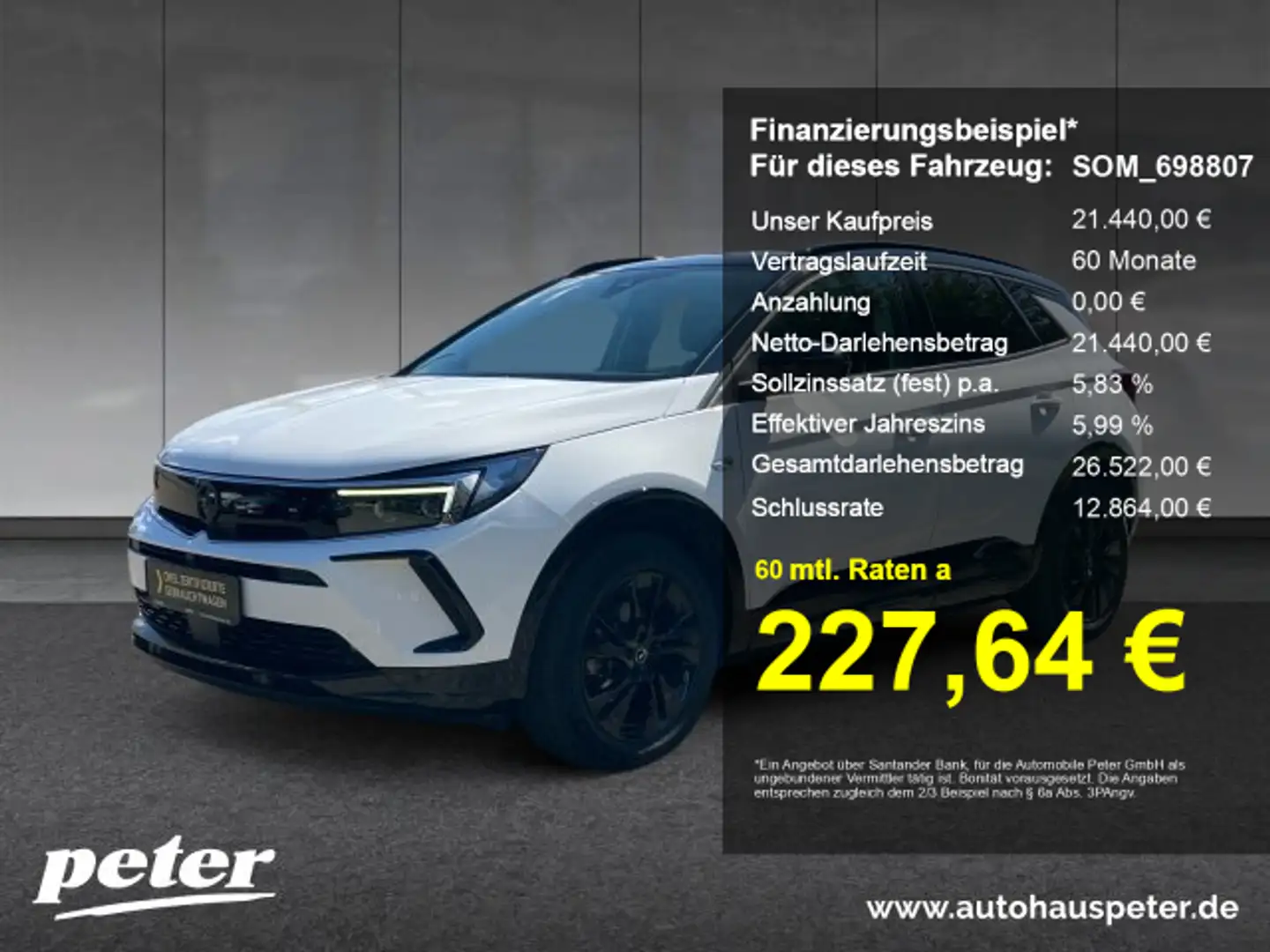 Opel Grandland Grandland 1.2 Turbo GS Line Klimaautomatik Alcanta Weiß - 1