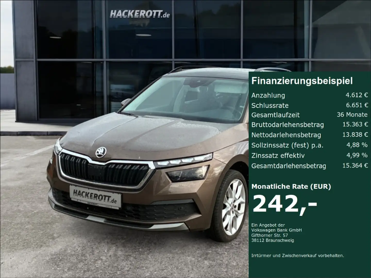 Skoda Kamiq Style 1.6 TDI ACC PDC Panorama Navi SmartLink Marrón - 1