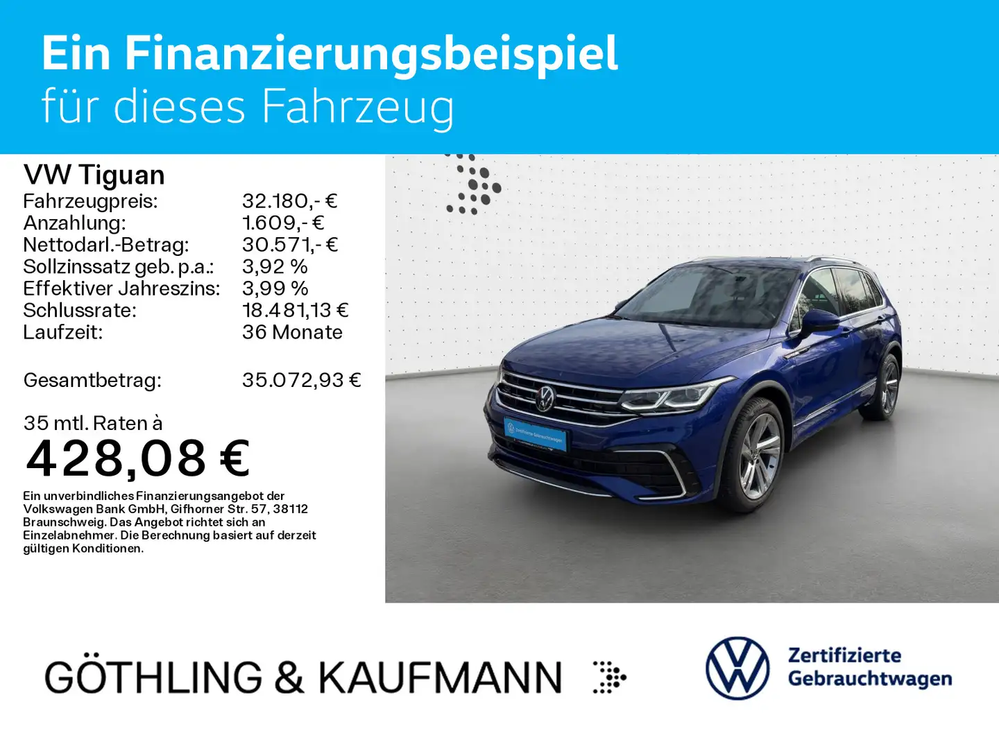 Volkswagen Tiguan R-Line 1.5 TSI DSG*NAVI*PANO*AHK*SHZ*MATR Bleu - 2