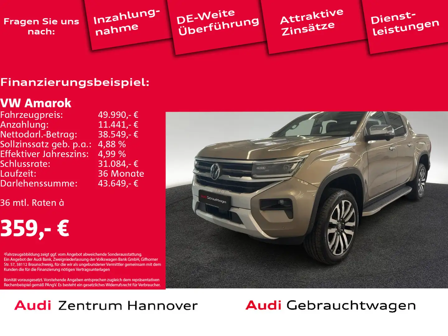 Volkswagen Amarok 3.0 TDI Aventura 4Motion AHK Matrix Leder Bej - 1