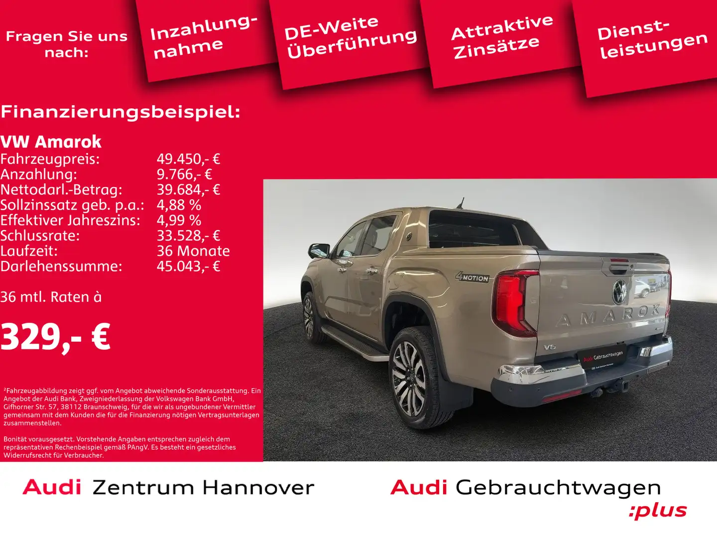 Volkswagen Amarok 3.0 TDI Aventura 4Motion AHK Matrix Leder Beige - 2