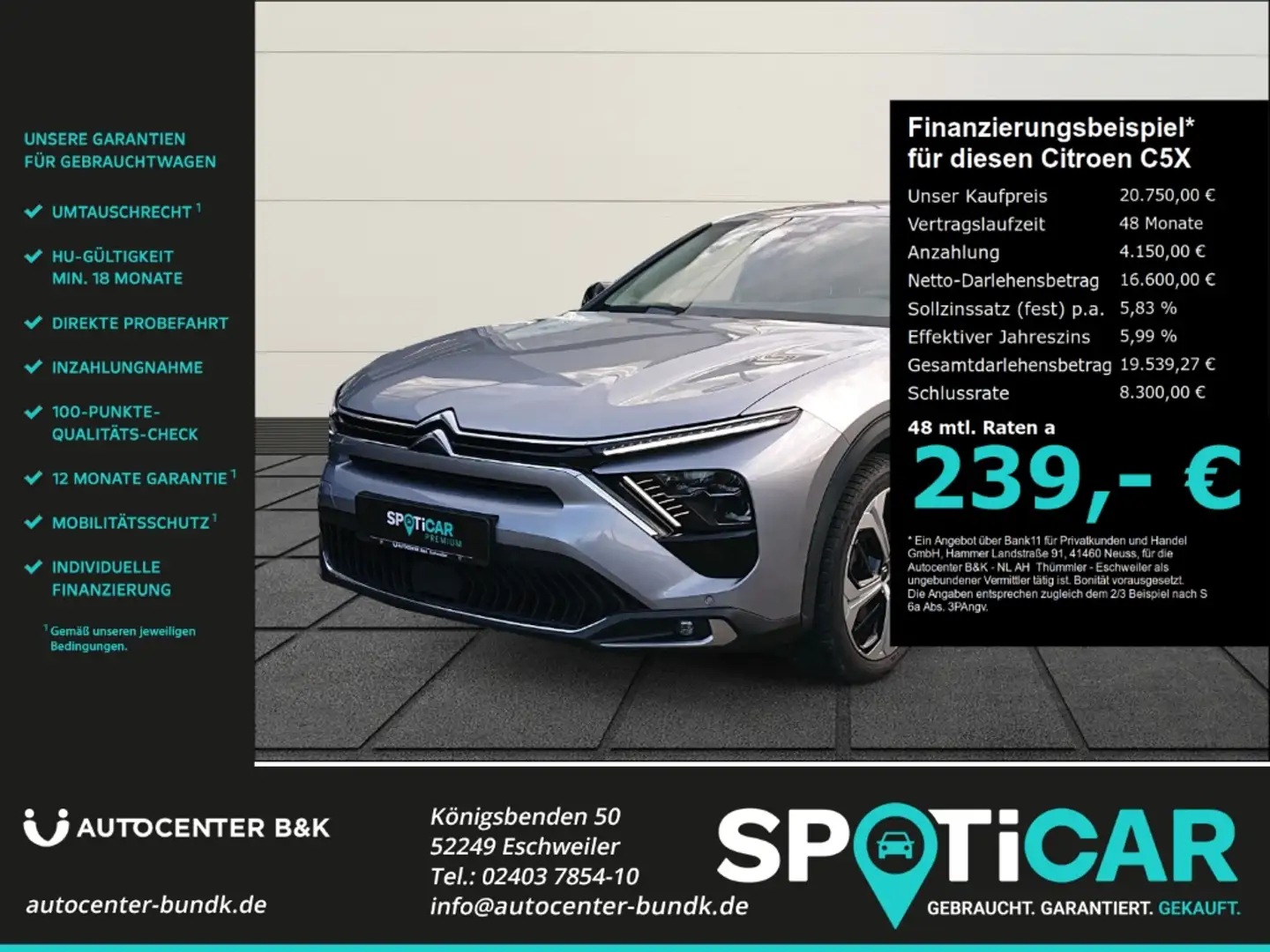 Citroen C5 X Hybrid 225 e-EAT8 FEEL PACK SHZ Drive-Assist Grau - 1