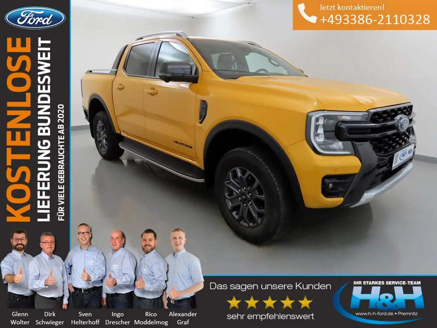 Ford Ranger 3.0 Aut. 4x4 Wildtrak AHK+iACC+Garantie Orange - 2