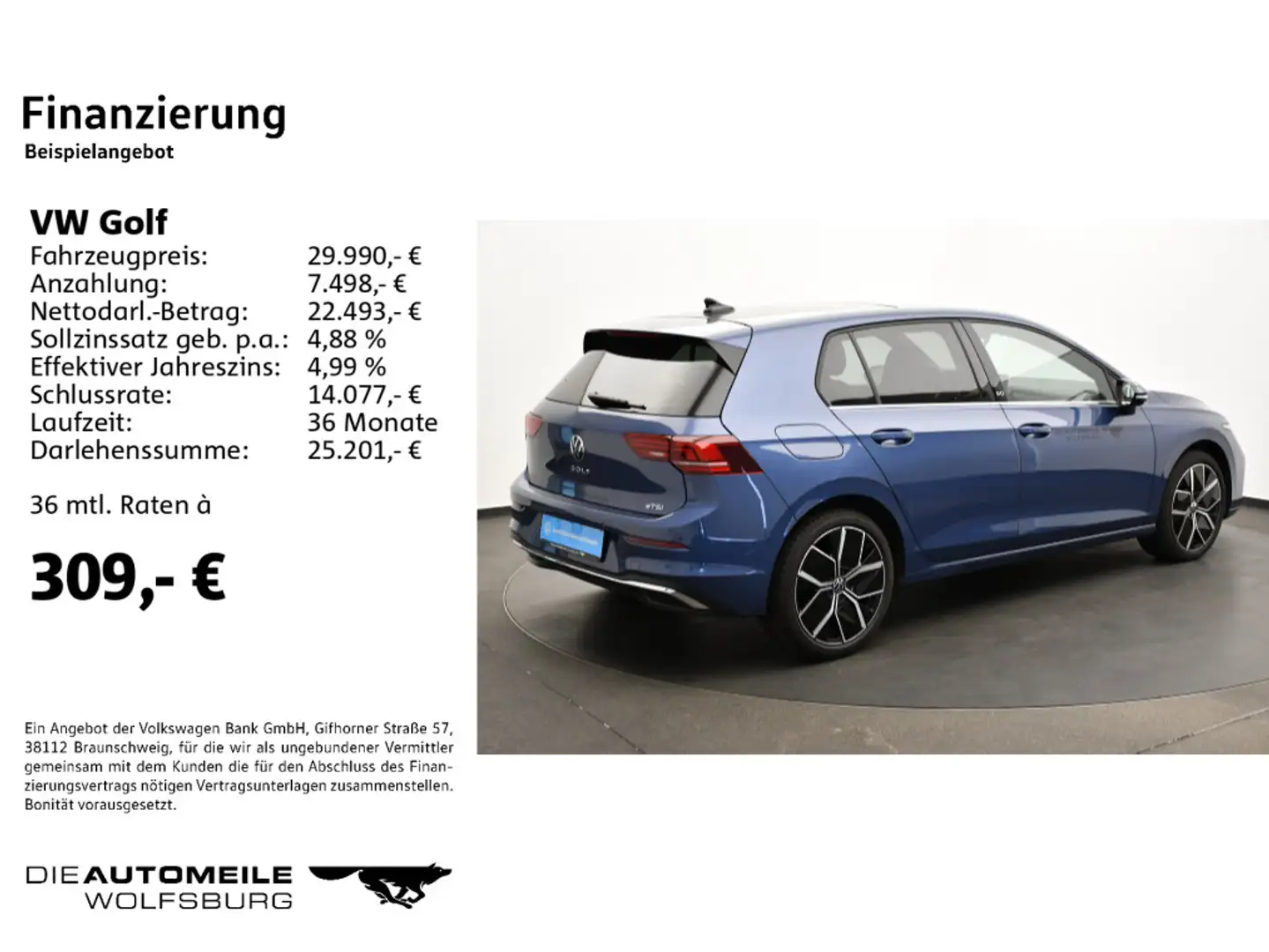 Volkswagen Golf VIII 1.5 eTSI OPF DSG Style "50 Jahre Editi Blauw - 2