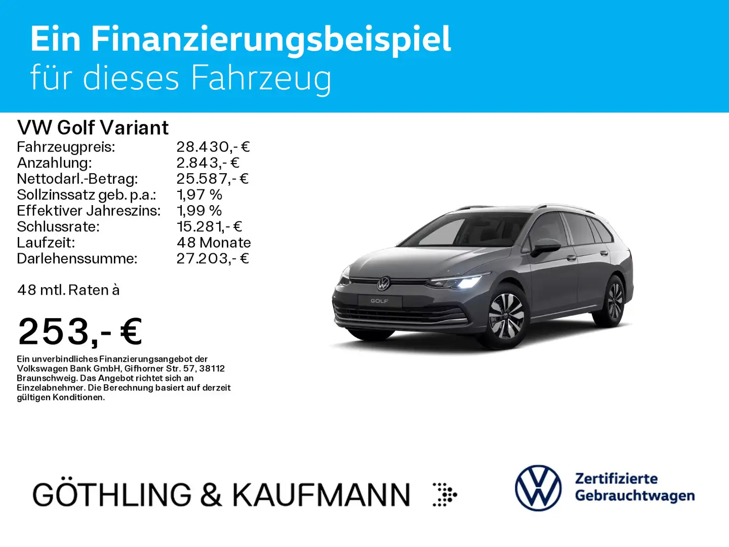 Volkswagen Golf Variant Life MOVE 2.0 TDI 85kW*DSG*PANO*NAV Grau - 2