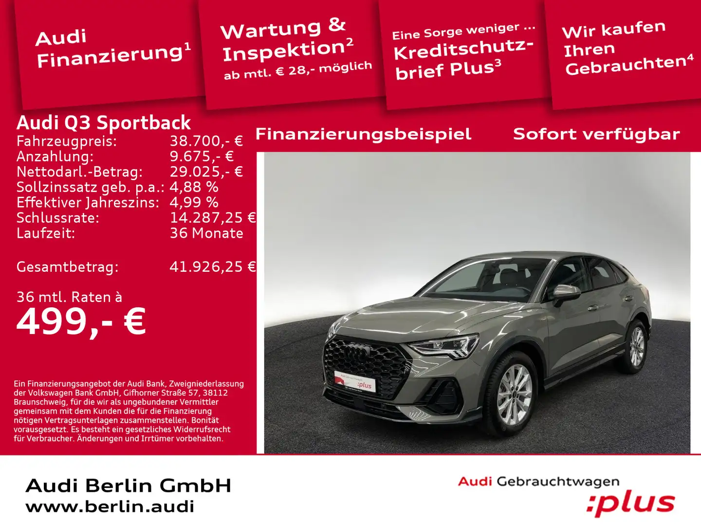 Audi Q3 S line 35 TFSI S tr. RFK LED NAVI V Grau - 1