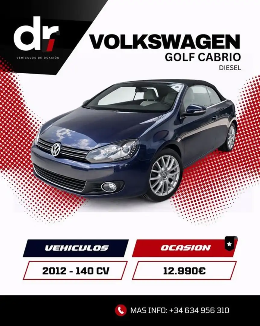 Volkswagen Golf Cabrio 2.0 TDI 140cv BlueMotion Tech Blau - 1