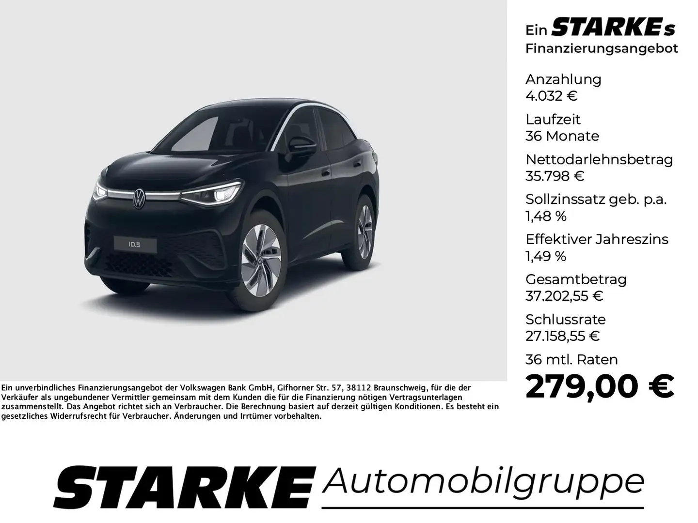 Volkswagen ID.5 Pro mit Infotainment-Paket Schwarz - 1