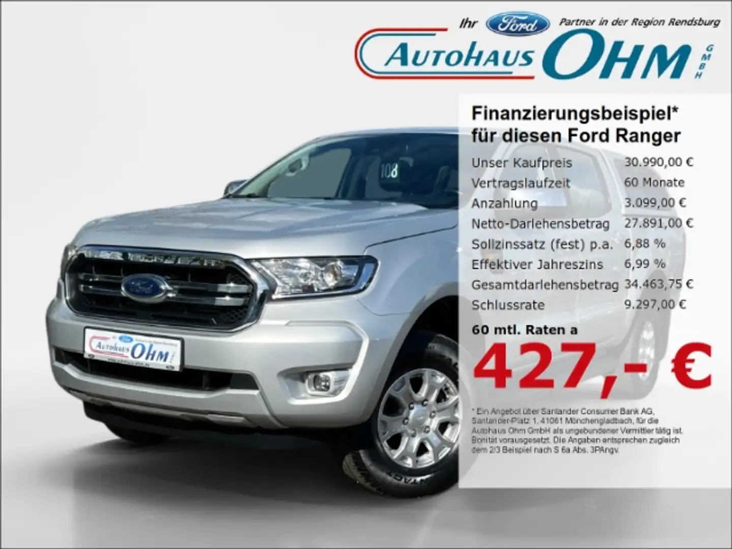Ford Ranger Doppelkabine 4x4 XLT 2.0 TDCi Panther - AHK - Einp Silber - 1