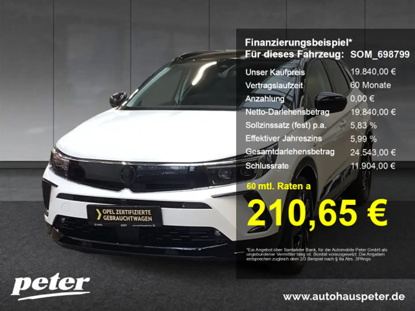 Opel Grandland Grandland 1.2 Turbo GS Line Klimaautomatik Alcantara Sitzheizung Weiß - 1