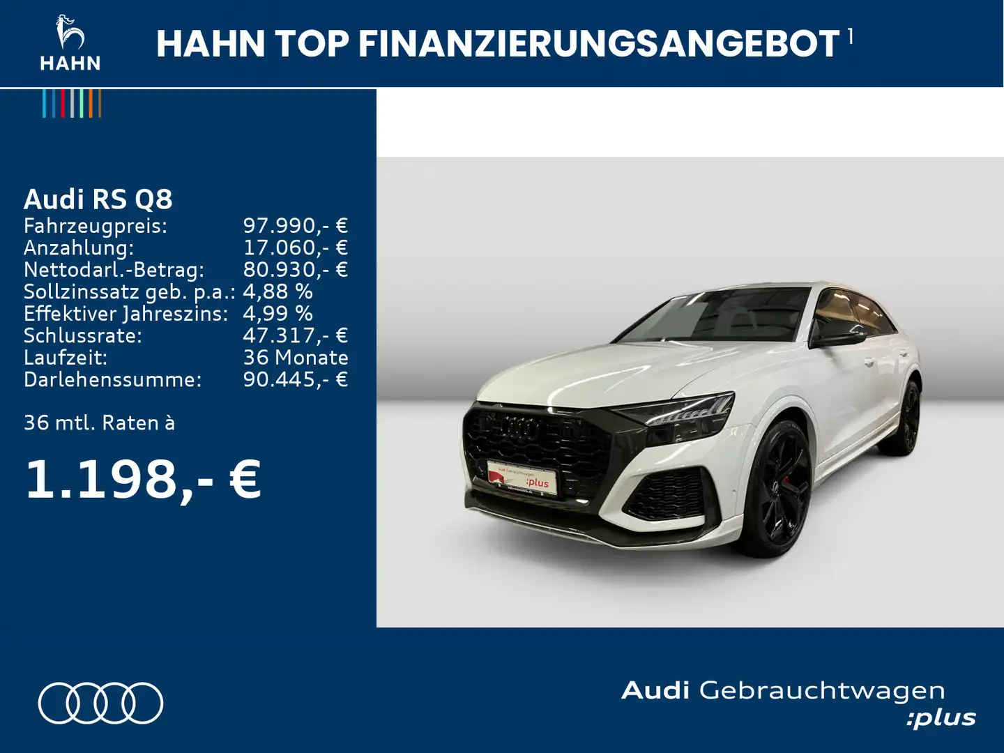 Audi RS Q8 TFSI quattro AHK ACC Matrix B&O HUD Sitzb Weiß - 2