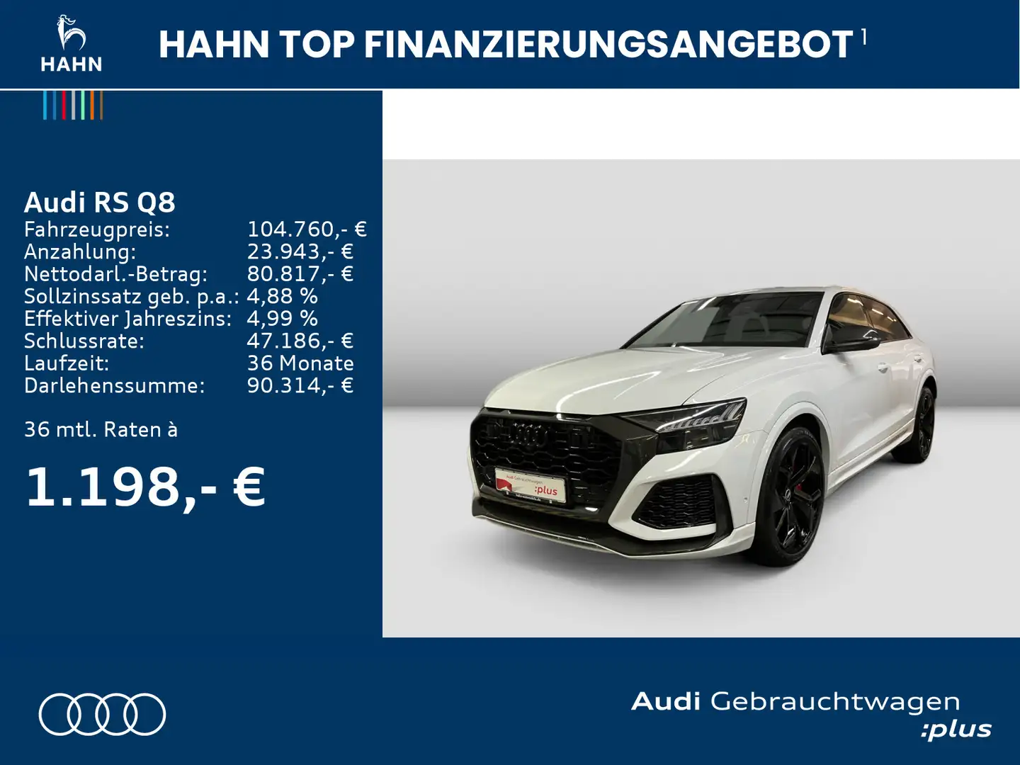 Audi RS Q8 TFSI quattro AHK ACC Matrix B&O HUD Sitzb Weiß - 2