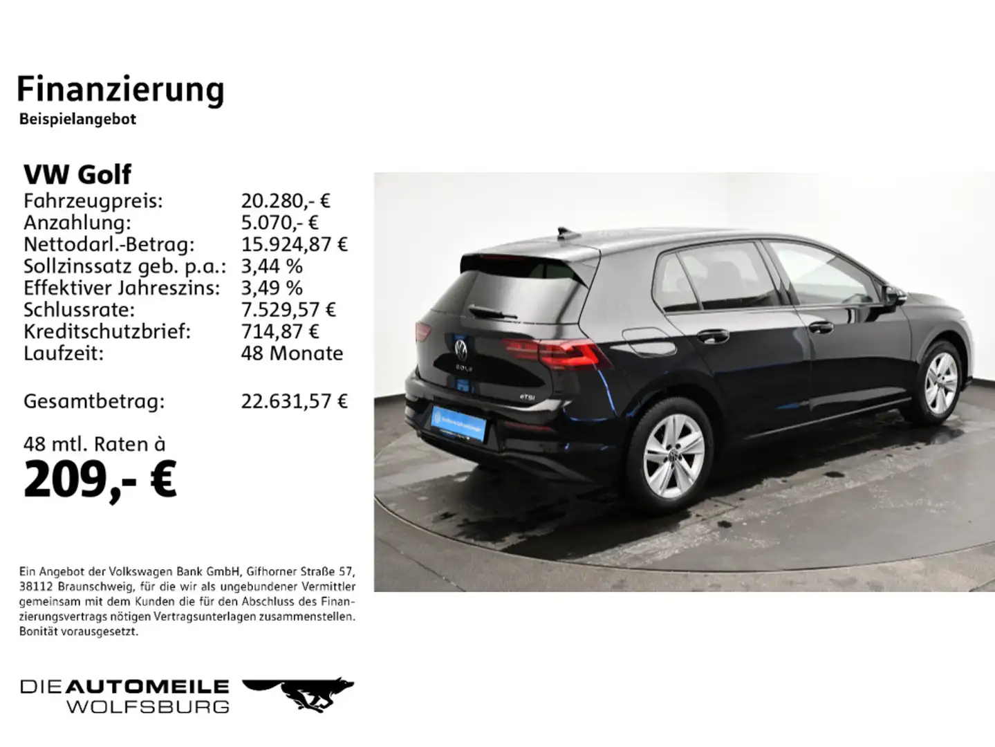 Volkswagen Golf 8 VIII 1.0 eTSI DSG Life ACC/Rückkam/Multil Schwarz - 2