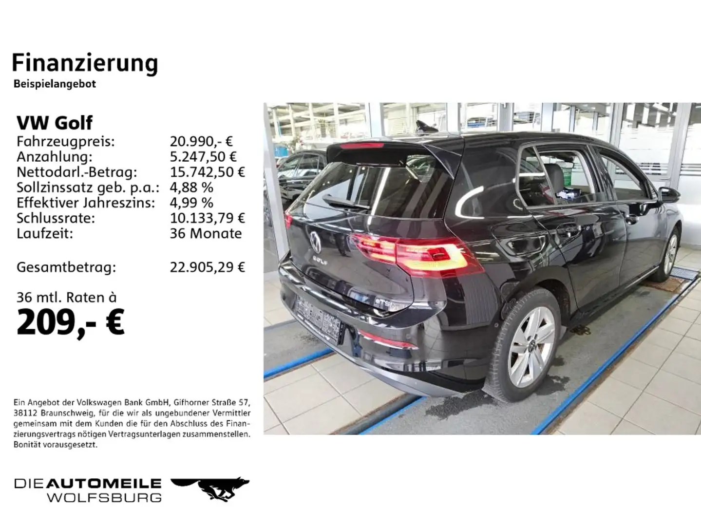 Volkswagen Golf 8 VIII 1.0 eTSI DSG Life ACC/Rückkam/Multil Schwarz - 2