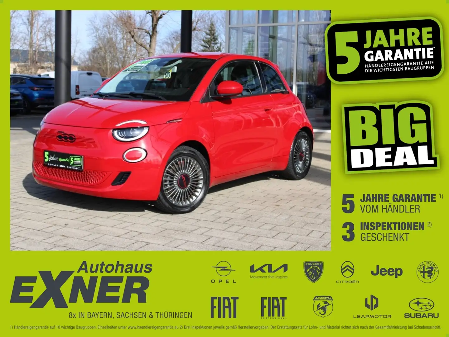 Fiat 500e RED - 42 kWh Navi, Klimaautomatik, DAB, LED Rot - 1