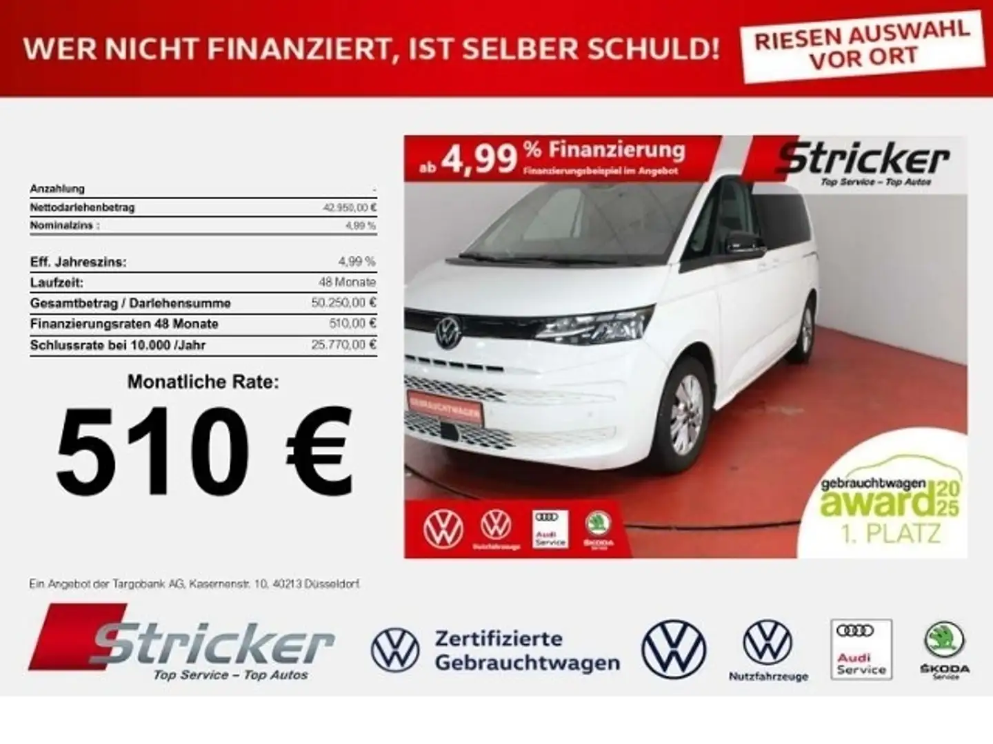 Volkswagen T7 Multivan 2.0 TDI DSG 498,-ohne Anzahlung Navi Sitzheizung Weiß - 1