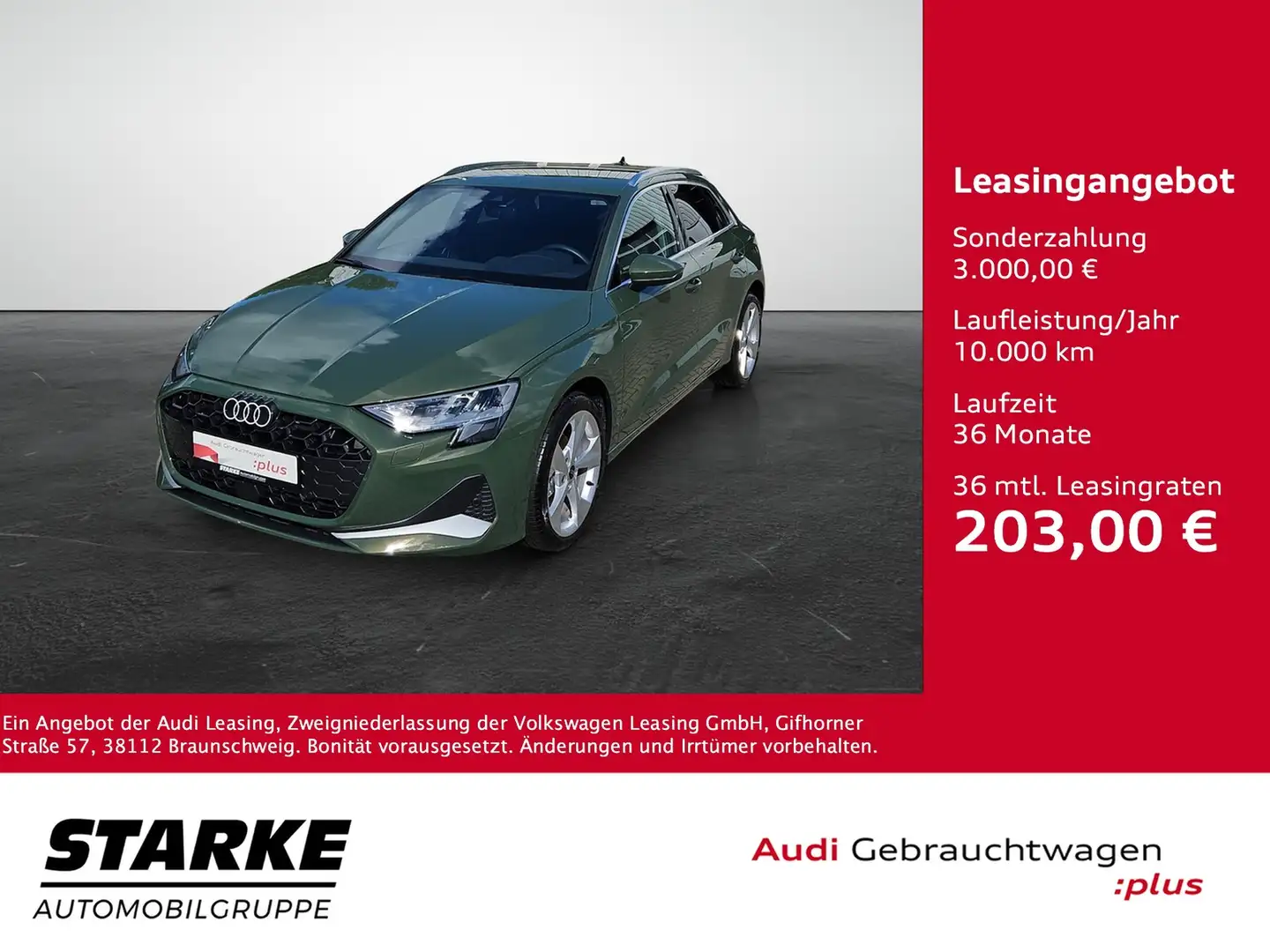 Audi A3 Sportback 30 TFSI S tronic Advanced NaviPlus AH... Grün - 1