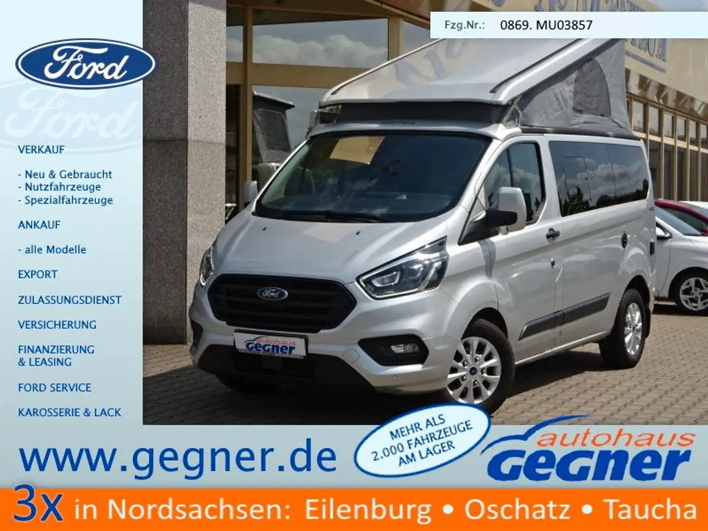 Ford Nugget 185PS Autm. Aufstelldach Xenon Navi AHK Silber - 1