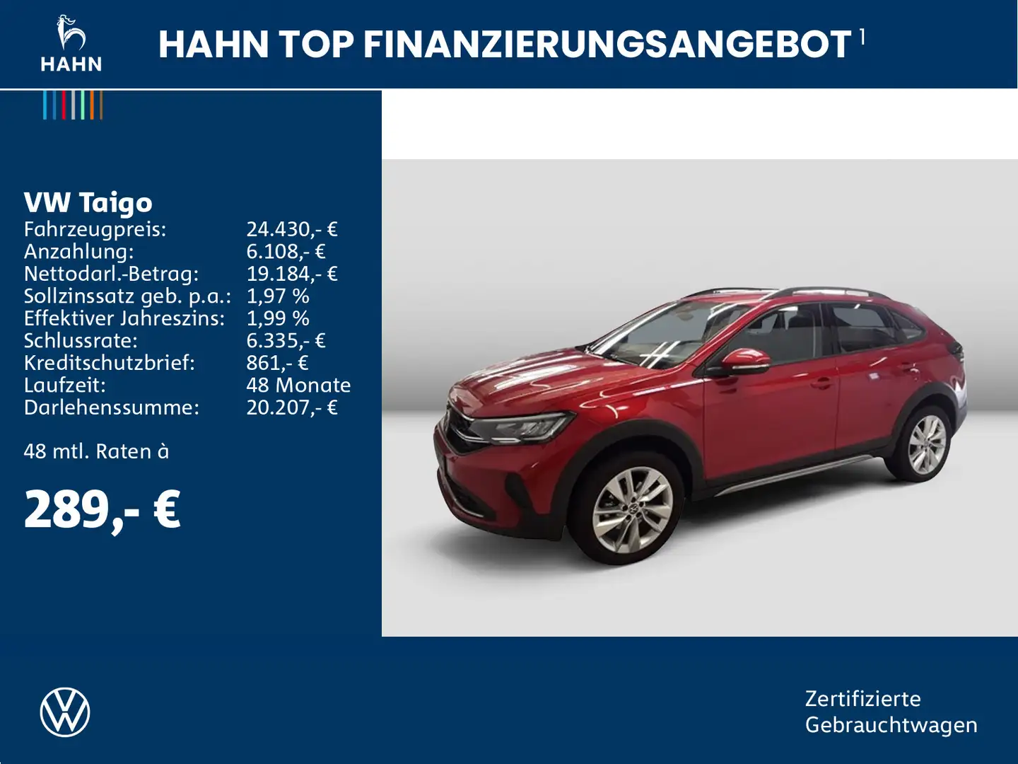 Volkswagen Taigo 1.0TSI DSG Life LED AHK Navi PDC Sitzh APP Rot - 2