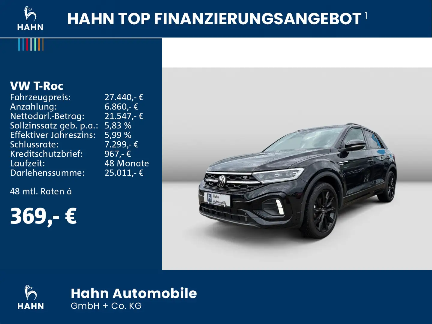 Volkswagen T-Roc 2.0TDI R-Line Black AHK Pano Cam Keyl IQ.D Noir - 2