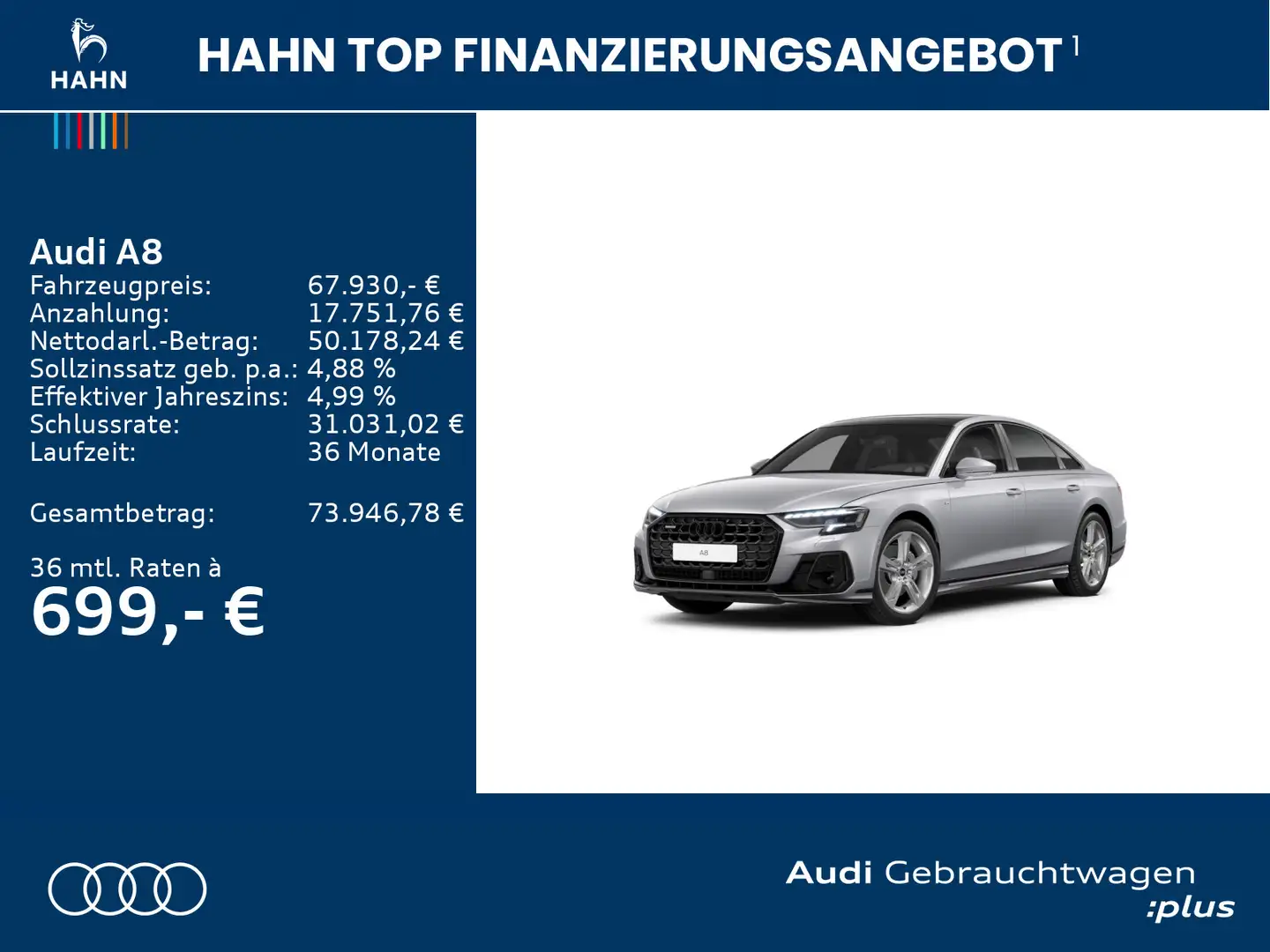 Audi A8 50 TDI quattro tiptronic S line Matrix Standh Argent - 2