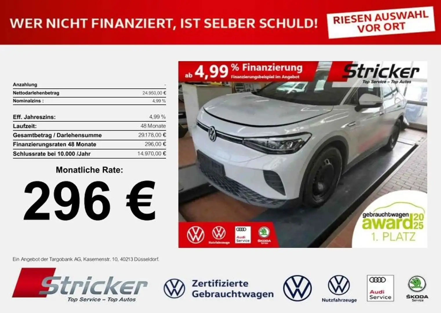 Volkswagen ID.4 Pro Performance 150/77 296,-ohne Anzahlung Navi A Weiß - 1
