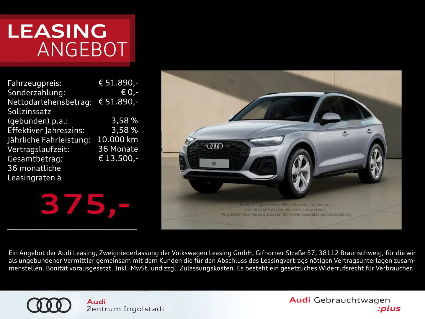 Audi Q5 Sportback 45 TFSI qu S line MATRIX AHK ACC 20" Silber - 1