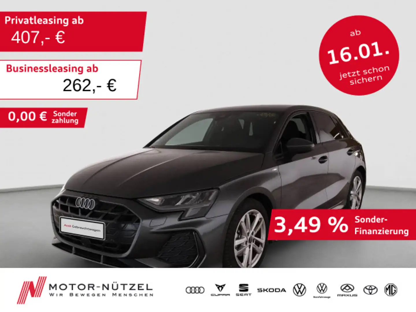 Audi A3 35 TFSI S-TR S-LINE NAVI+HuD+SONOS Grau - 1