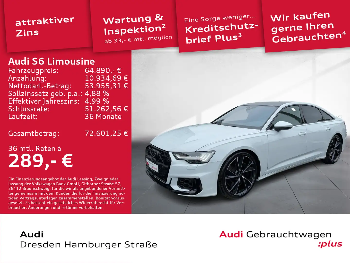 Audi S6 3.0TDI quattro Matrix Navi Pano B&O Blanc - 1